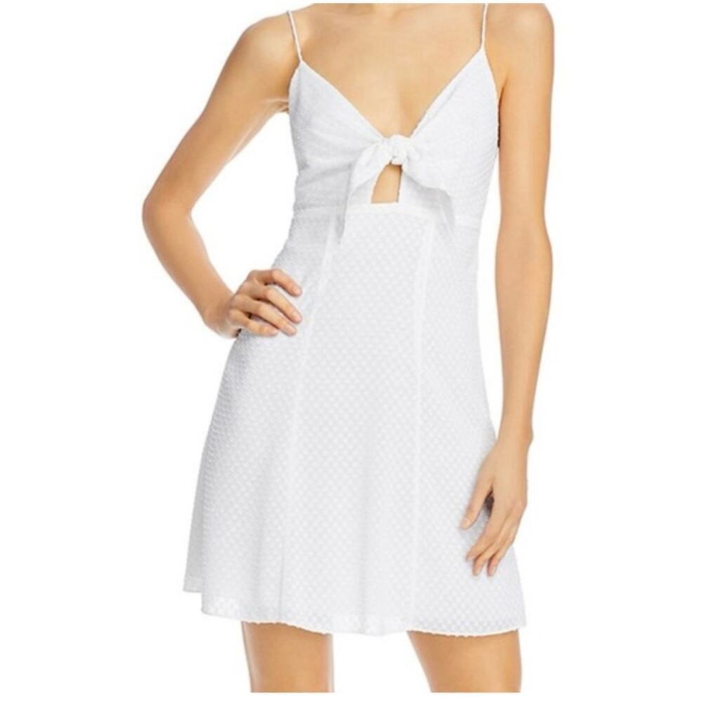 NEW Alice & Olivia Tie Front Mini Dress Size 8‎ White Graduation Wedding Formal